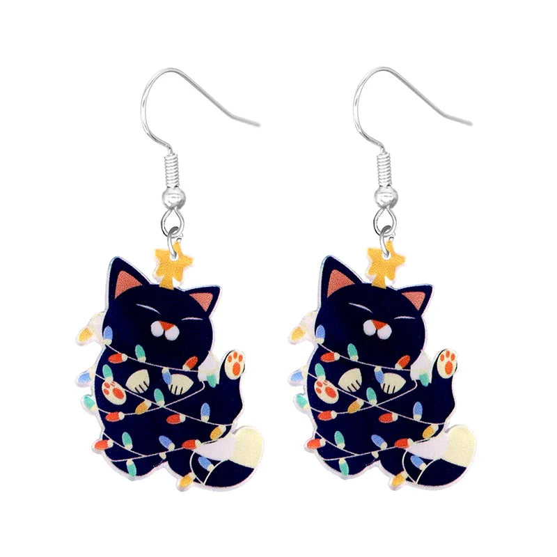 Cute Cat Design Dangle Earrings Acrylic Jewelry Adorable Gift For Women Girls Daily Casual Frog Bee Pig Hamster-Dollar Bargains Online Shopping Australia