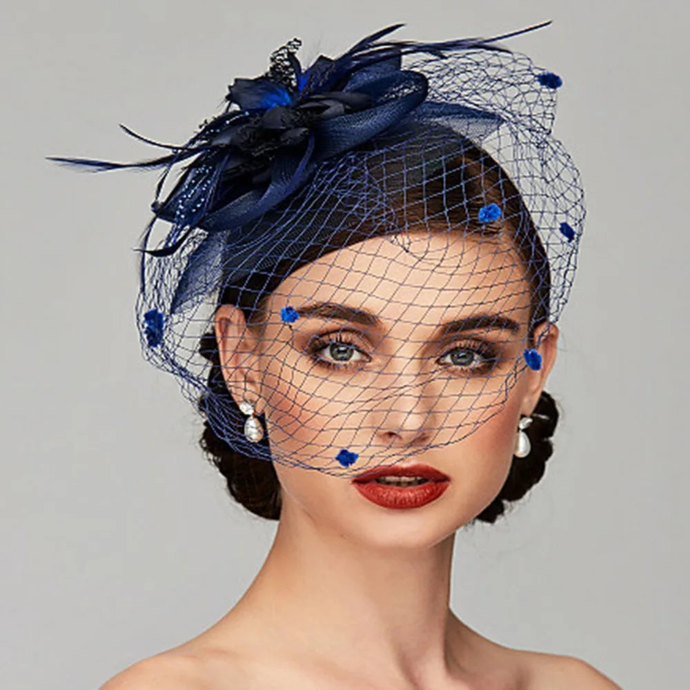 Birdcage Bride Veil Wedding Hair Accessories Flowers Feather Mesh Veil Face Cover