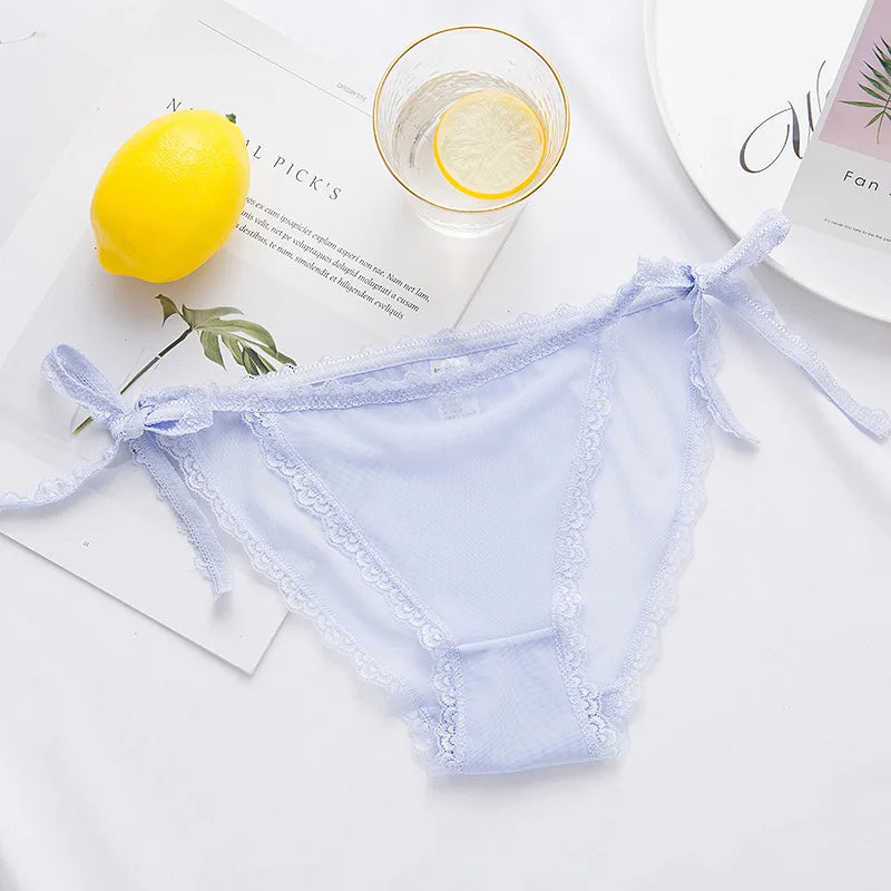 Ruffle Lace Mesh Seamless Panties For Women Hollow Out Transparent Sexy Underwear Briefs Female Lingerie Thongs-Dollar Bargains Online Shopping Australia