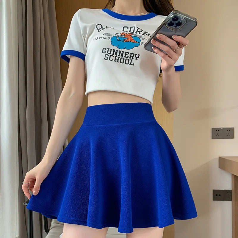 Summer Women's Skirts Fashion Sexy Mini Elastic Pleated Sun Skirts For School Girl Uniform Korean Black High Waist Tennis Skirts-Dollar Bargains Online Shopping Australia