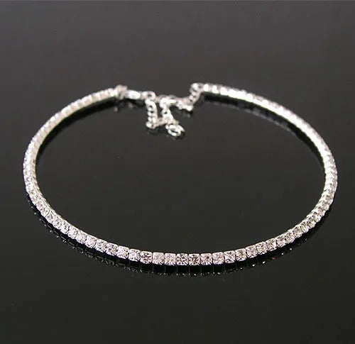 Sparkling Silver Color Crystal Collar Chain Choker Necklace Bridal Women Wedding Party Diamante Rhinestone Choker Jewelry Gifts-Dollar Bargains Online Shopping Australia