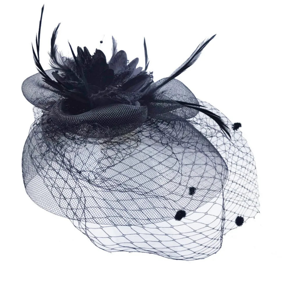 Birdcage Bride Veil Wedding Hair Accessories Flowers Feather Mesh Veil Face Cover