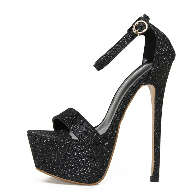 Catwalk Sequined Platform Sandals For Women Sexy Open Toe Party Stripper Heels Pole Dance Shoes-Dollar Bargains Online Shopping Australia
