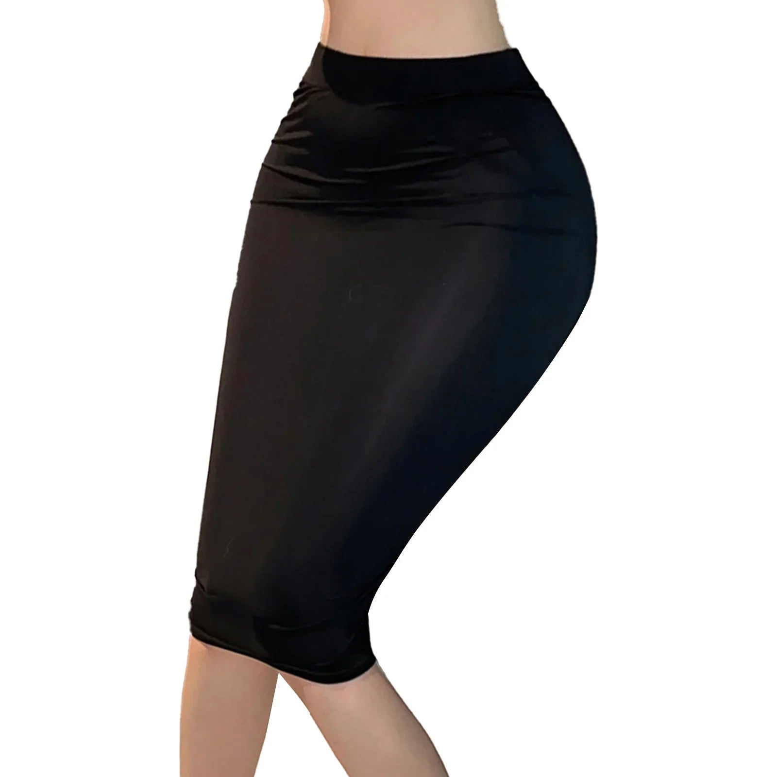 Womens Nightclub Skirts Costume Semi See Through Bodycon Skirt Solid Color High Waist Elastic Waistband Keen Length Skirts-Dollar Bargains Online Shopping Australia