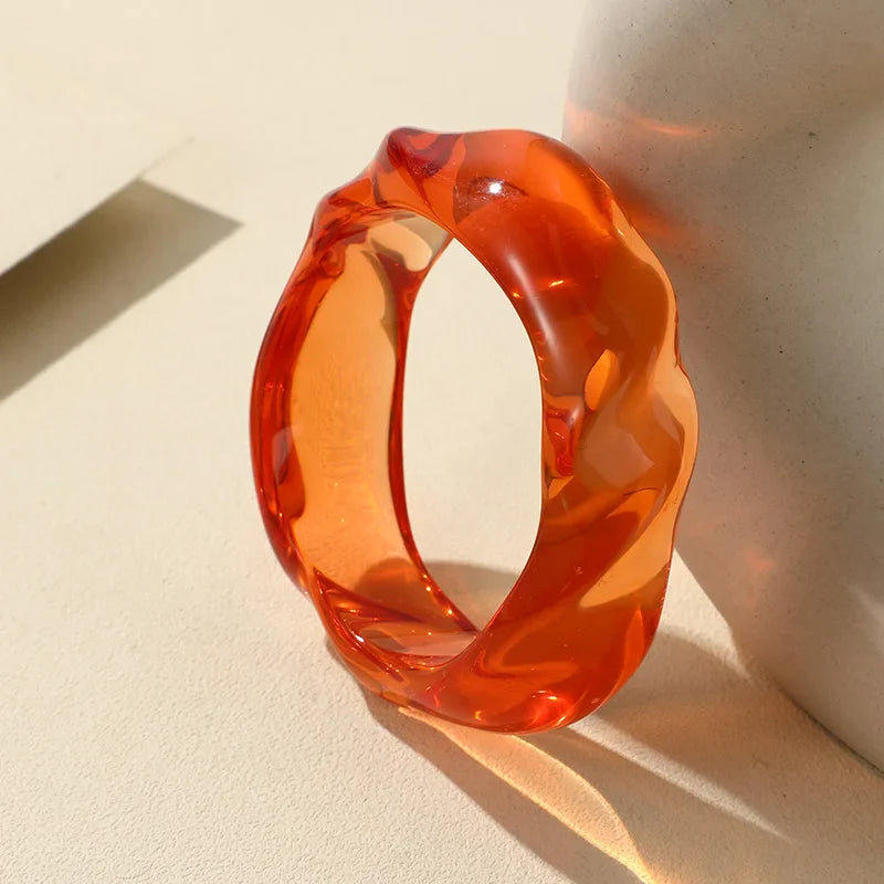 Transparent Resin Acrylic Bangles For Women Geometry Round Bangle Bracelets Charm Thick Simple Party Hand Jewelry-Dollar Bargains Online Shopping Australia