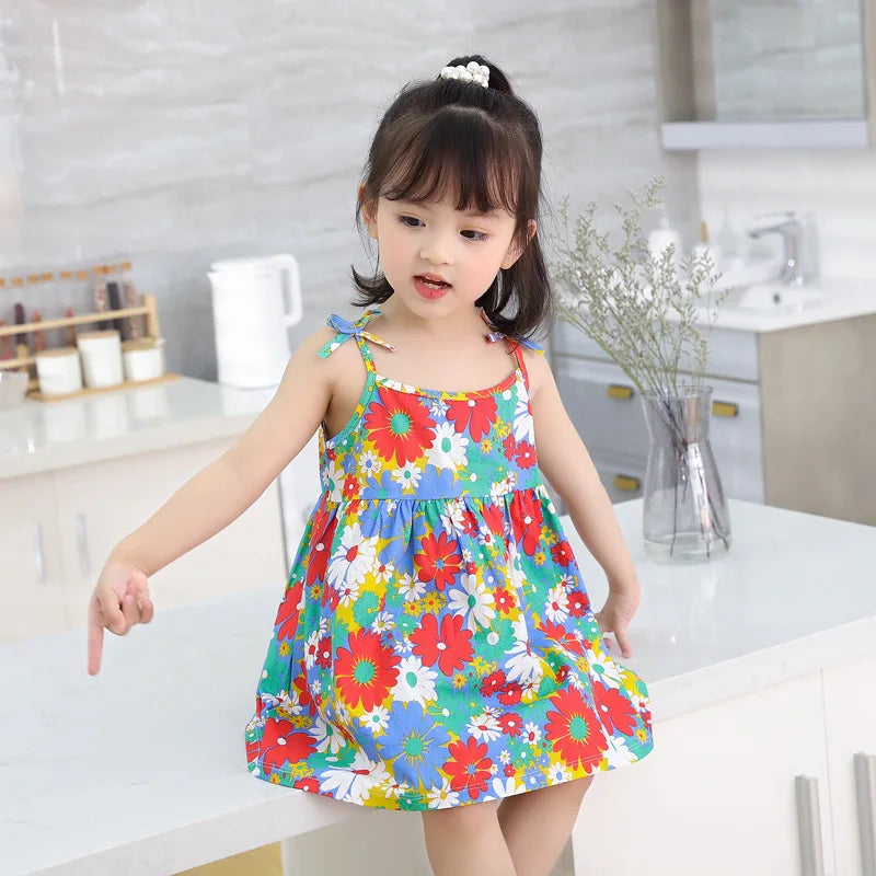 casual dress for students Stylish Multicolor Printed Casual Dress For Girls