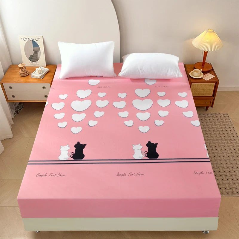 Cartoon Bear Bedding Fitted Sheet Only(no pillowcase) Elastic Band Around Mattress Cover King Size Bed Cover