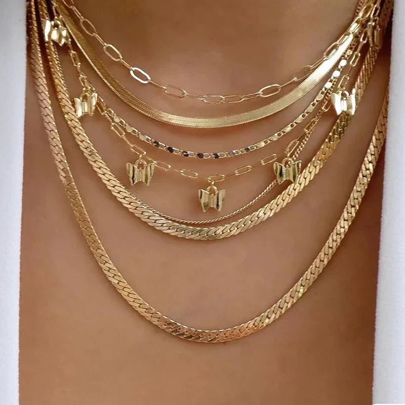 Bohemia Multilayer Crystal Butterfly Pendant Necklaces Women Hollow Heart Choker Necklace Fashion Jewelry Party-Dollar Bargains Online Shopping Australia