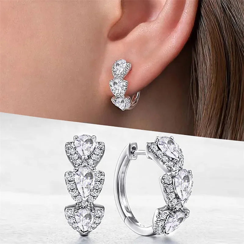 Cubic Zirconia Hoop Earrings Wedding Party Elegant Accessories for Women Anniversary-Dollar Bargains Online Shopping Australia