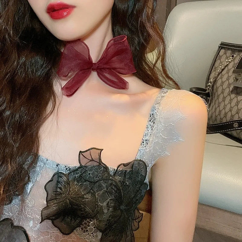 Crystal Statement Necklace Collar Black Lace Chokers Flower Necklaces For Women Girl Boho Flower Charms-Dollar Bargains Online Shopping Australia
