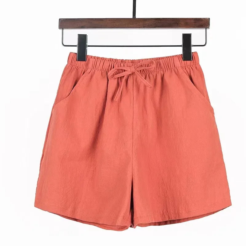 Cotton Linen Beach Shorts Women Basic Short Pants Mini Wide Leg Trousers Ladies Fashion Casual Home Streetwear-Dollar Bargains Online Shopping Australia