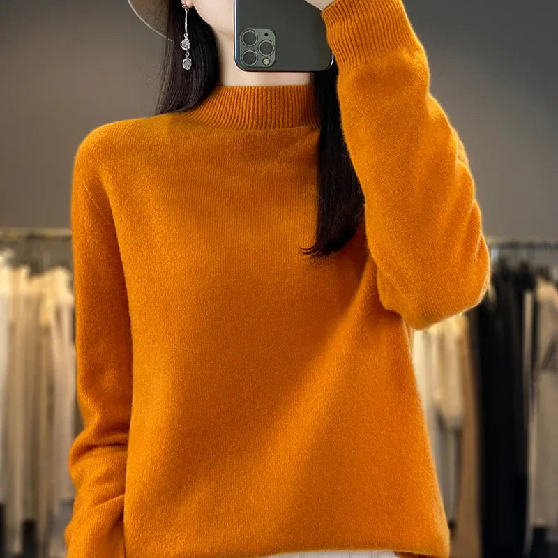 Wool Sweater Women's Loose Half Turtleneck Pullover Simple Top-Dollar Bargains Online Shopping Australia