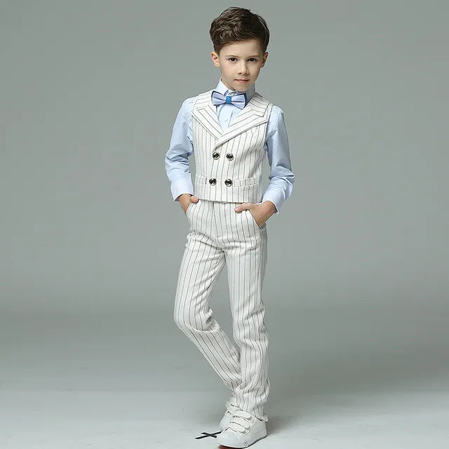 Formal Boys Suit For Wedding Children White Party Blazers Pants Baptism Outfit Kids Costume Gentlemen Teenager Prom Tuxedos Set