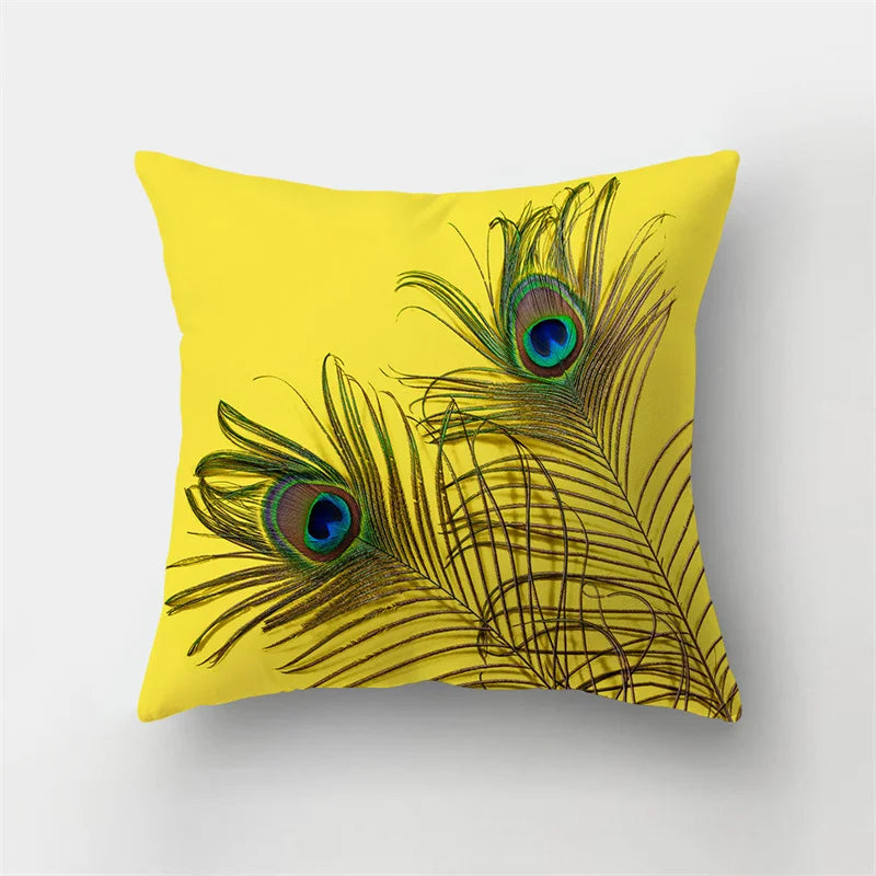 Peacock Feather Printed Cushion Cover Sofa Office Seat Car Waist    Home Decoration