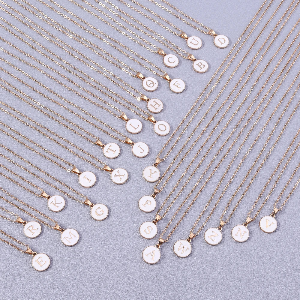Name Initials Letter Pendant Necklace Enamel A-Z Alphabet Necklaces Girls Birthday Gifts Jewelry Accessories-Dollar Bargains Online Shopping Australia