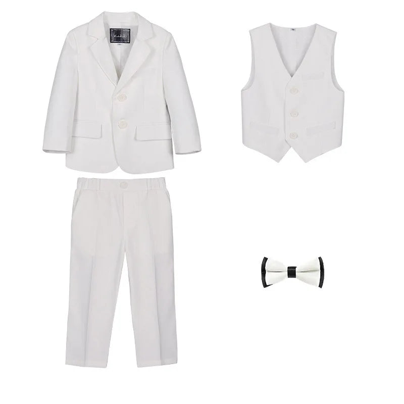 Formal Boys Suit For Wedding Children White Party Blazers Pants Baptism Outfit Kids Costume Gentlemen Teenager Prom Tuxedos Set