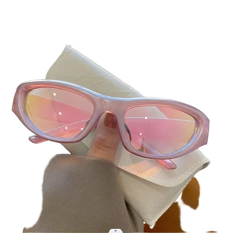 Sports Punk Sunglasses Women Brand Designer Oval Goggle Men Luxury Sun Glasses UV400 Colorful Mirror Fashion Eyewear