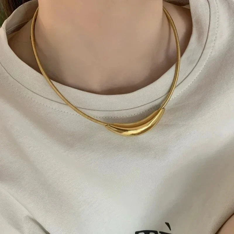 Metallic Stainless Steel Silver Plated Gold Color Choker Necklace For Women Girl Gift-Dollar Bargains Online Shopping Australia