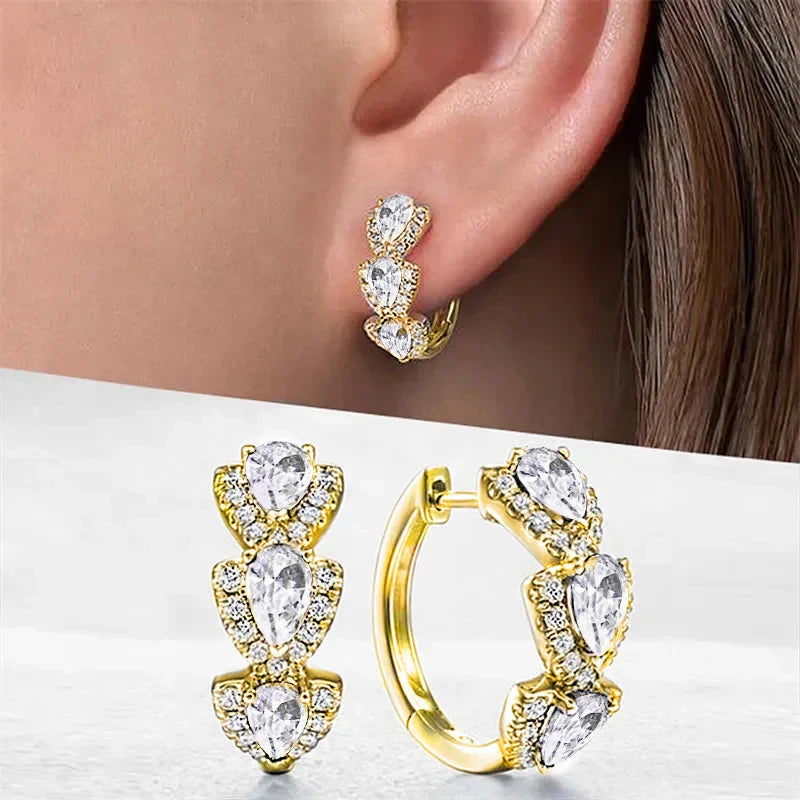 Cubic Zirconia Hoop Earrings Wedding Party Elegant Accessories for Women Anniversary-Dollar Bargains Online Shopping Australia