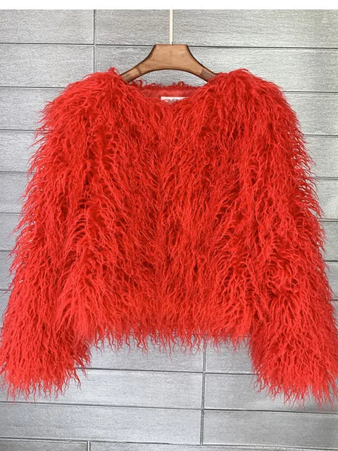 Fur Coats Women Autumn Winter Top Fashion Pink Faux Fur Coat Elegant Thick Warm Faux Fur Jackets-Dollar Bargains Online Shopping Australia
