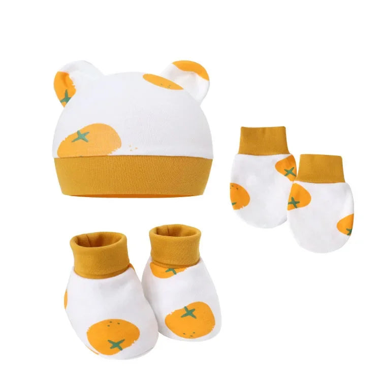 5pcs Baby Cartoon Anti-scratch Gloves Hat Foot Cover Set Handguard Cotton Mittens Beanie Socks Kit for Infant Newborn Headwear-Dollar Bargains Online Shopping Australia