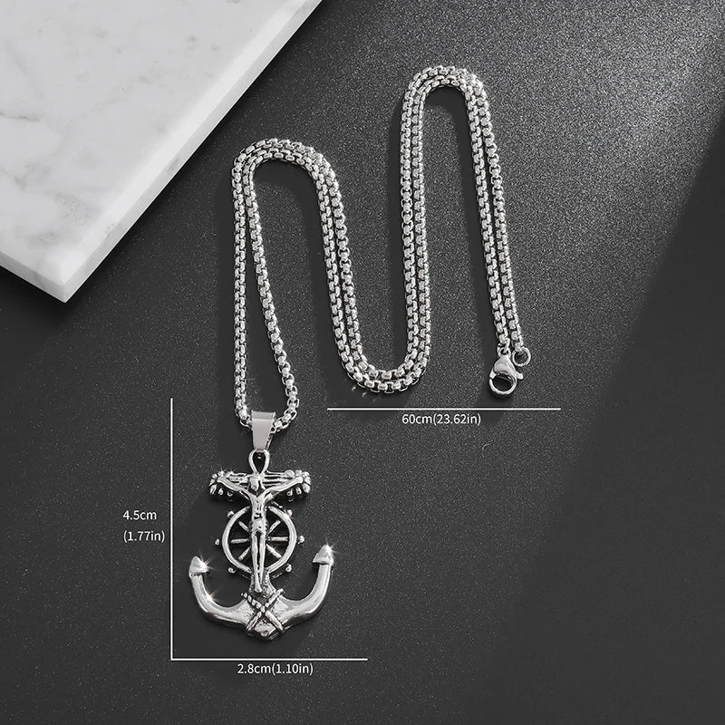 Anchor Pendant Necklace Men Women Creative Design Religious Power Amulets Jewelry Accessories