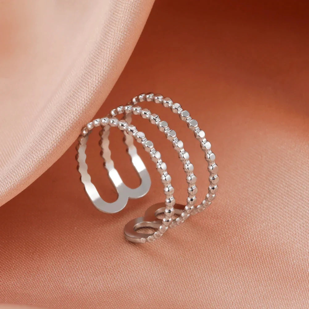 Women Rings Geometric Heart Aesthetic Adjustable Open Finger Ring Fashion Party Jewelry Gifts-Dollar Bargains Online Shopping Australia