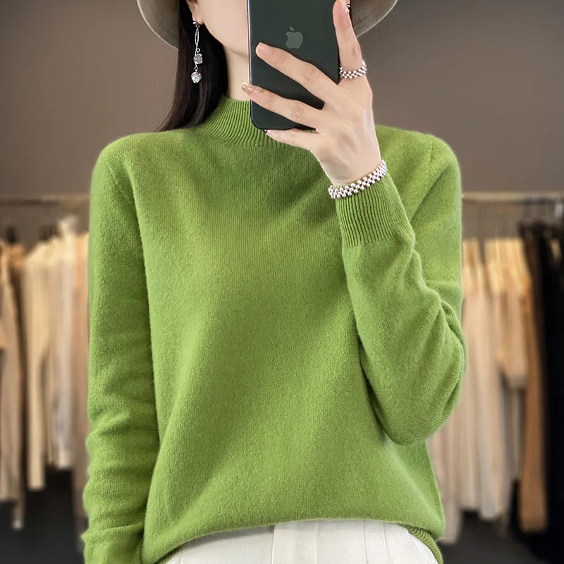 Wool Sweater Women's Loose Half Turtleneck Pullover Simple Top-Dollar Bargains Online Shopping Australia
