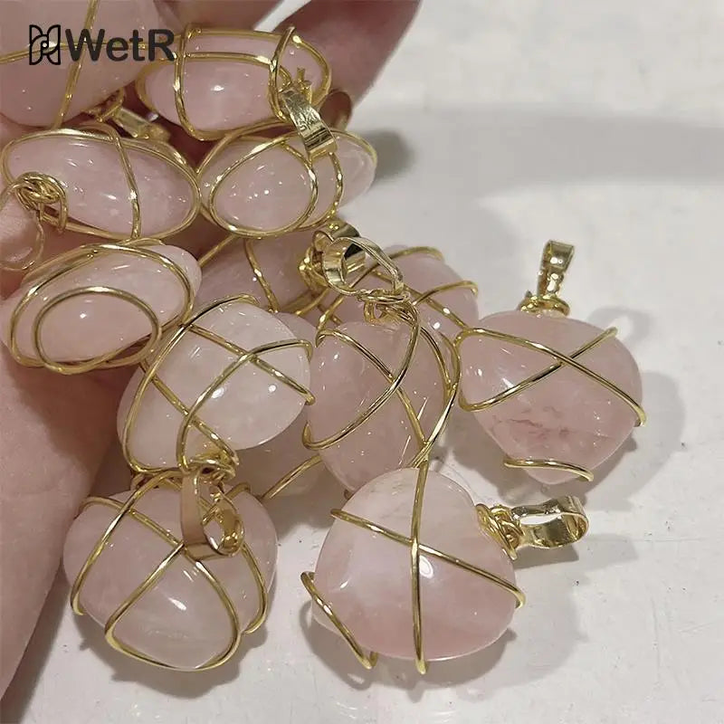 Fashion Opal Heart Necklace Crystal Castle Necklace For Women Girls Rose Quartz  Necklace Jewelry Accessories Gift