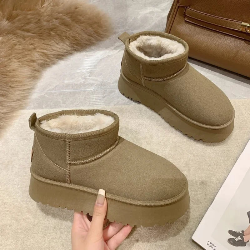 Thickened Fluff Women's Snow Boots Comfortable Warm Ankle Boots Women Winter Ladies Shoes Chunky-Dollar Bargains Online Shopping Australia