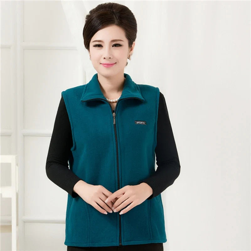 Plus Size Autumn Women Polar Fleece Fabric Vest Large Sleeveless Jacket Fashion Zipper Women's Leisure gilet-Dollar Bargains Online Shopping Australia