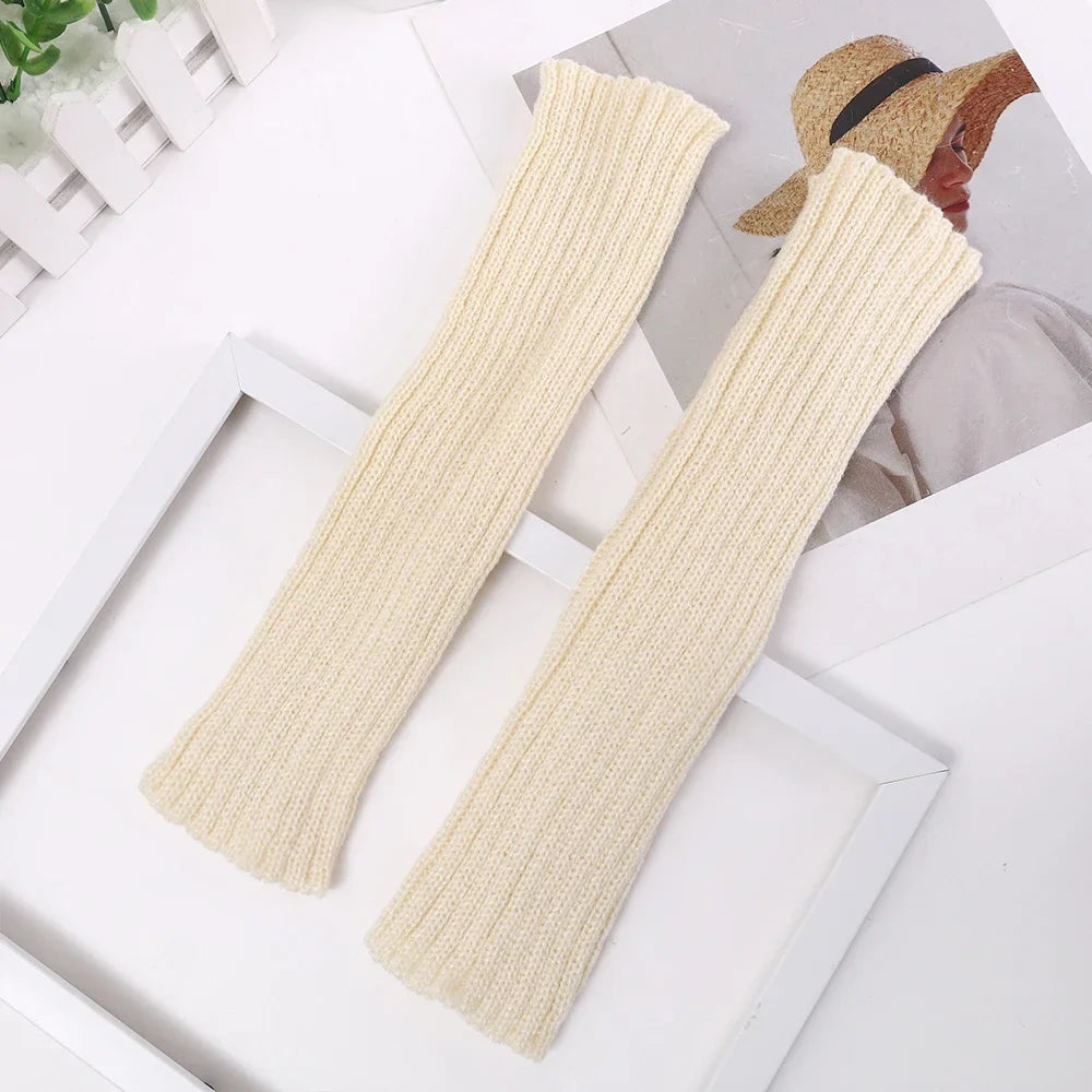 Knitted Long Fingerless Gloves Women Mitten Winter Y2K Solid Arm Warmer Sleeves Fashion Casual Soft Girls Clothes Punk Glove-Dollar Bargains Online Shopping Australia