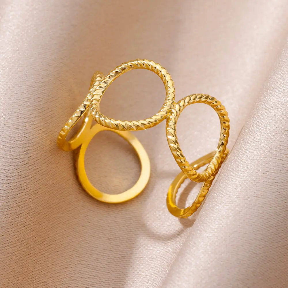 Stainless Steel Rings For Women Men Gold Color Open Gothic Geometric Ring Female Male Fashion Engagement Wedding Party Jewelry-Dollar Bargains Online Shopping Australia