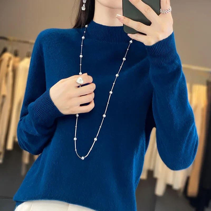 Wool Sweater Women's Loose Half Turtleneck Pullover Simple Top-Dollar Bargains Online Shopping Australia