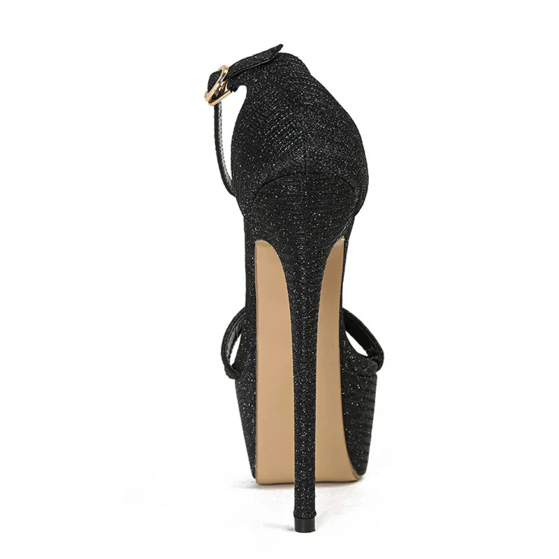 Catwalk Sequined Platform Sandals For Women Sexy Open Toe Party Stripper Heels Pole Dance Shoes-Dollar Bargains Online Shopping Australia