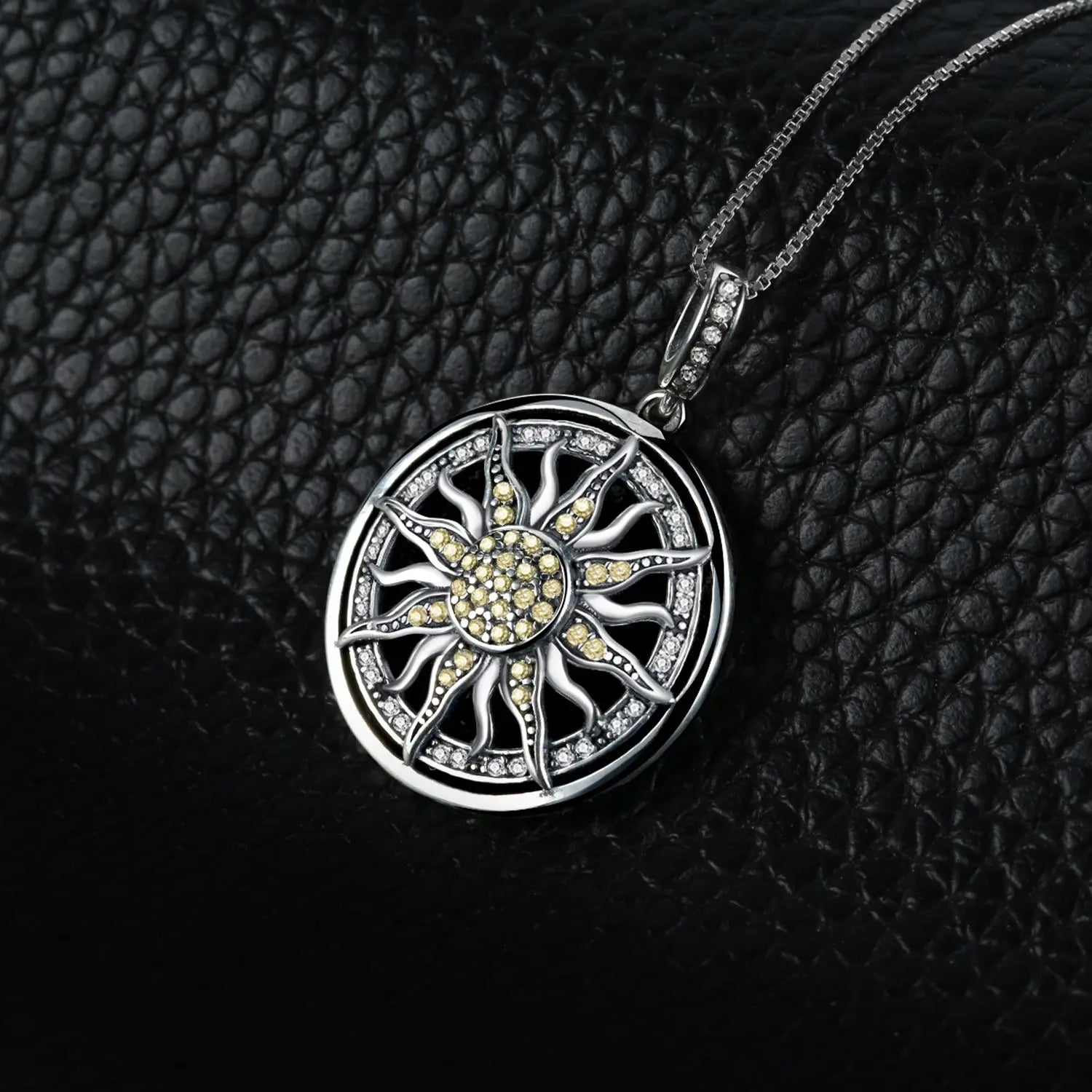 Celestial Sun Cubic Zirconia 925 Sterling Silver Pendant Necklace for Women Girl No Chain Fashion Jewelry Gift