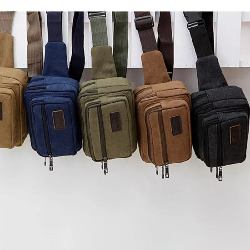 Canvas Waist Bag Outdoor Sports Multifunctional Male Waist Pack High Quality Durable High-capacity Bags Portable Phone Purse