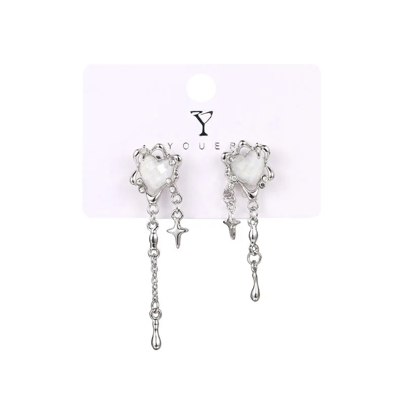 Irregular Heart Tassel Star Earrings Women Design Senior Sense of Fashion Personality Earring Y2K Trendy Party Jewelry Gift