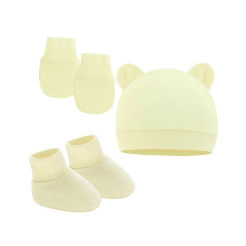 Newborn Hat Gloves Socks Set for Baby Boy Girl Cotton Fall Casual Photography Props Soft Headwear Infant Nightcap-Dollar Bargains Online Shopping Australia