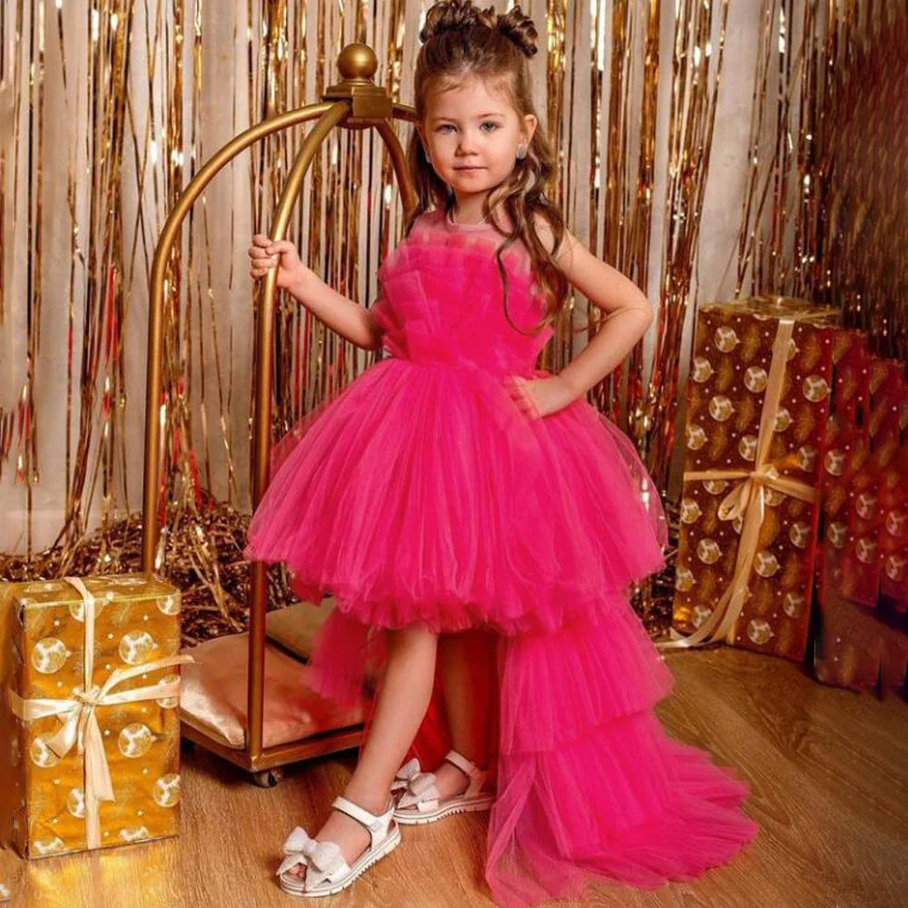 Baby Girl Tulle Trailing White Baptism Dresses Princess Bow Party Wedding Birthday Bridesmaid Dress First Communion Gown-Dollar Bargains Online Shopping Australia