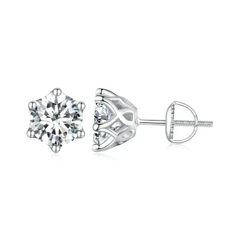 Classic Moissanite Stud EarringsS925 Silver D Color Brilliant Round Cut Lab Created Diamond Wedding Engagement Earrings-Dollar Bargains Online Shopping Australia