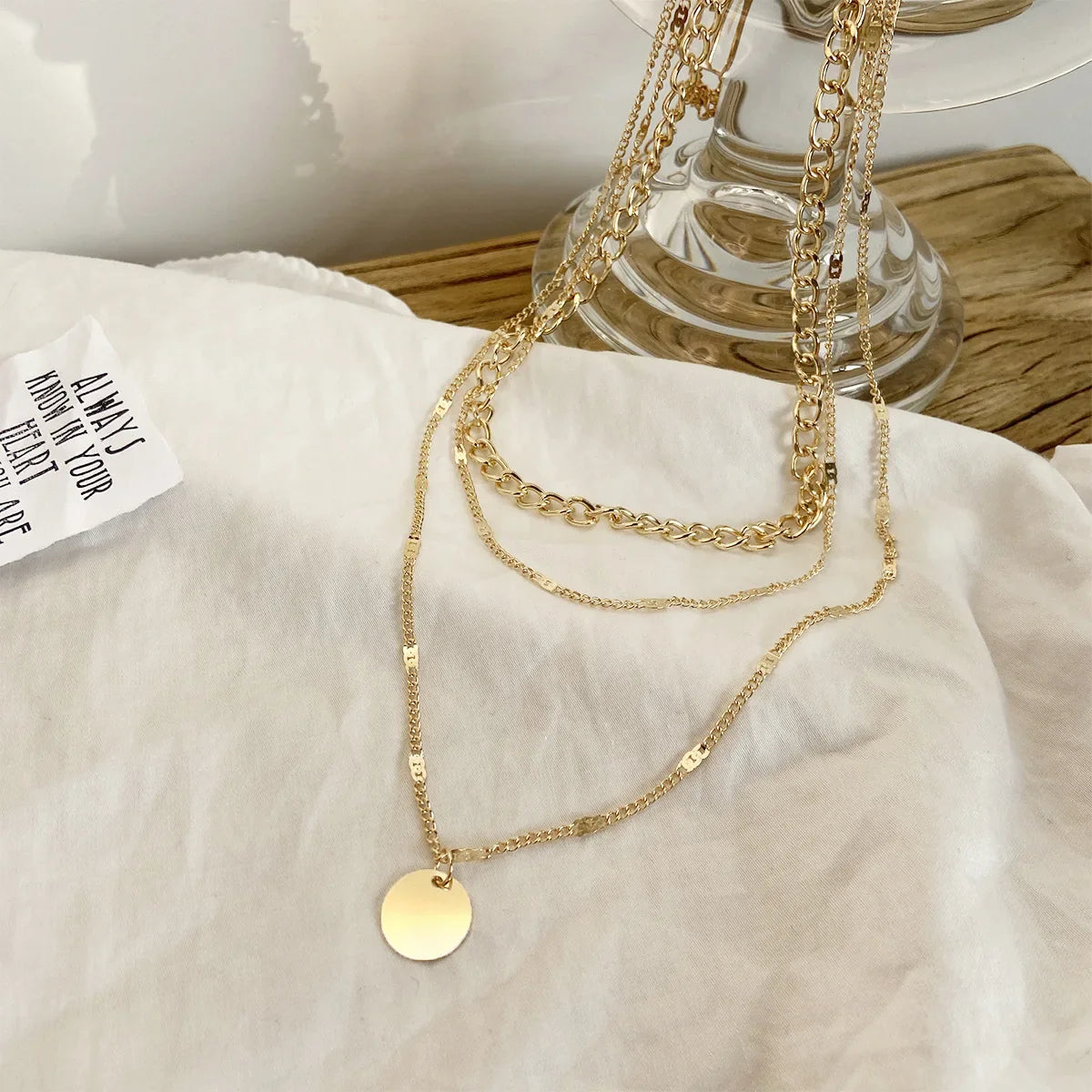 Vintage Necklace for Women on Neck Silver Chain Necklace Bohemian Multilayer Coins Necklace Girls