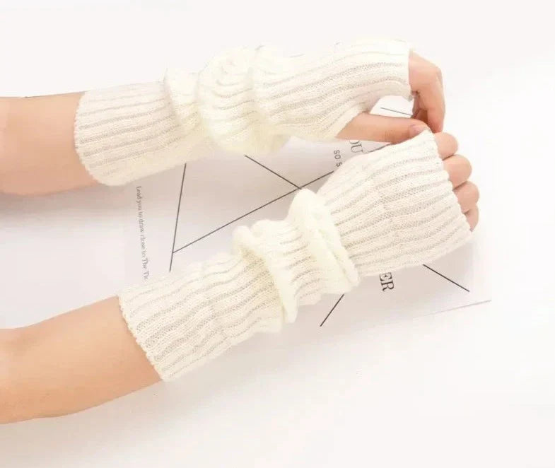Long Fingerless Gloves Women‘s Mitten Winter Arm Warmer Knitted Arm Sleeve Fine Casual Soft Girls Goth Clothes Punk Gothic Glove-Dollar Bargains Online Shopping Australia