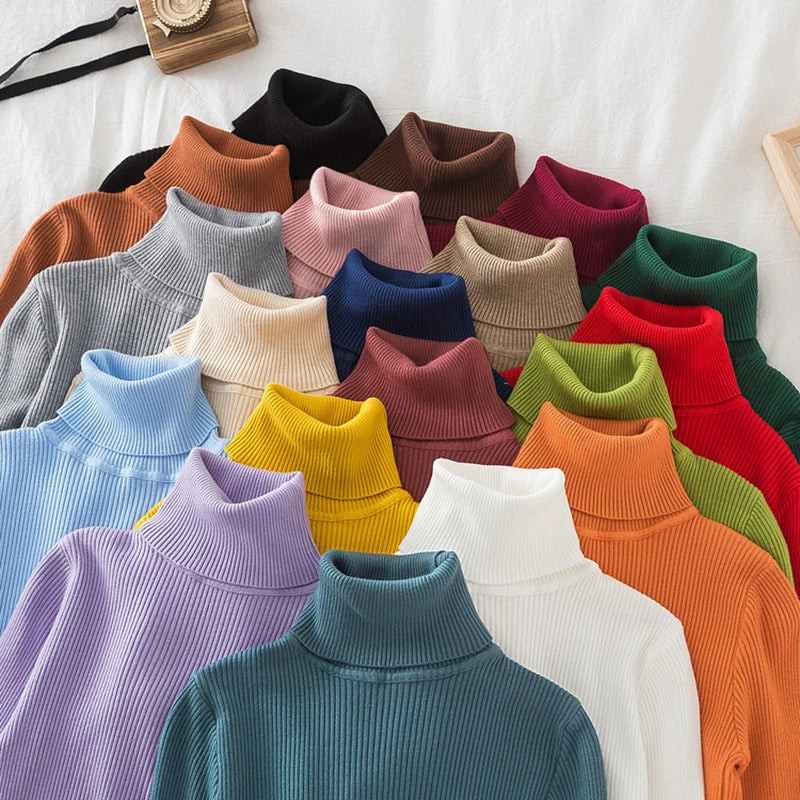Women Turtleneck Sweater Knitted Soft Pullovers cashmere Jumpers Basic Solid Soft Sweaters Women Autumn Winter Casual Top-Dollar Bargains Online Shopping Australia