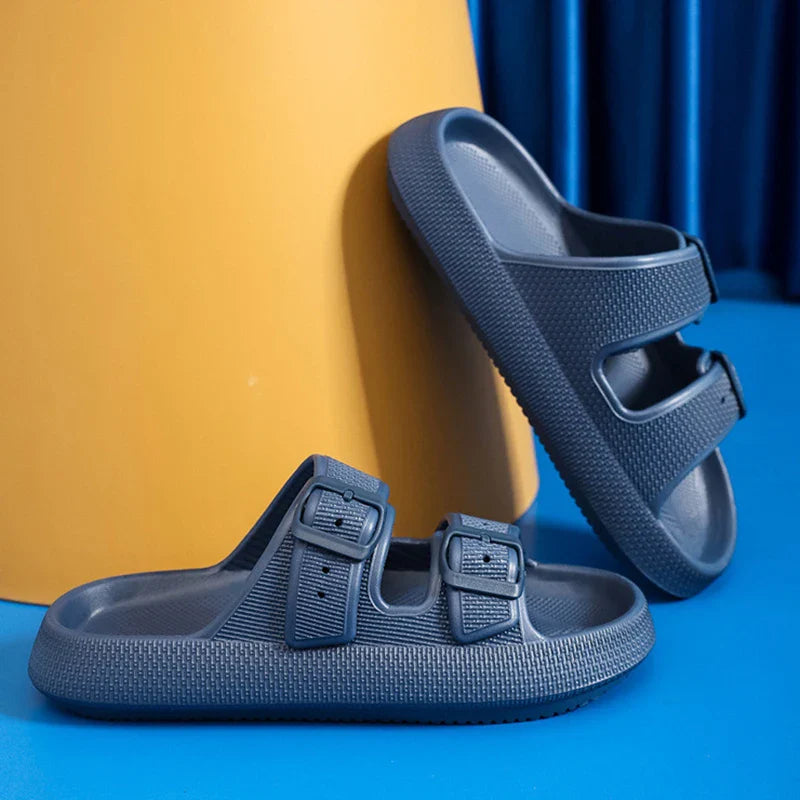 Thick Platform Cloud Slippers Women Fashion Buckle Soft Sole Pillow Slides Sandals Woman Beach Non-Slip Flip Flops-Dollar Bargains Online Shopping Australia