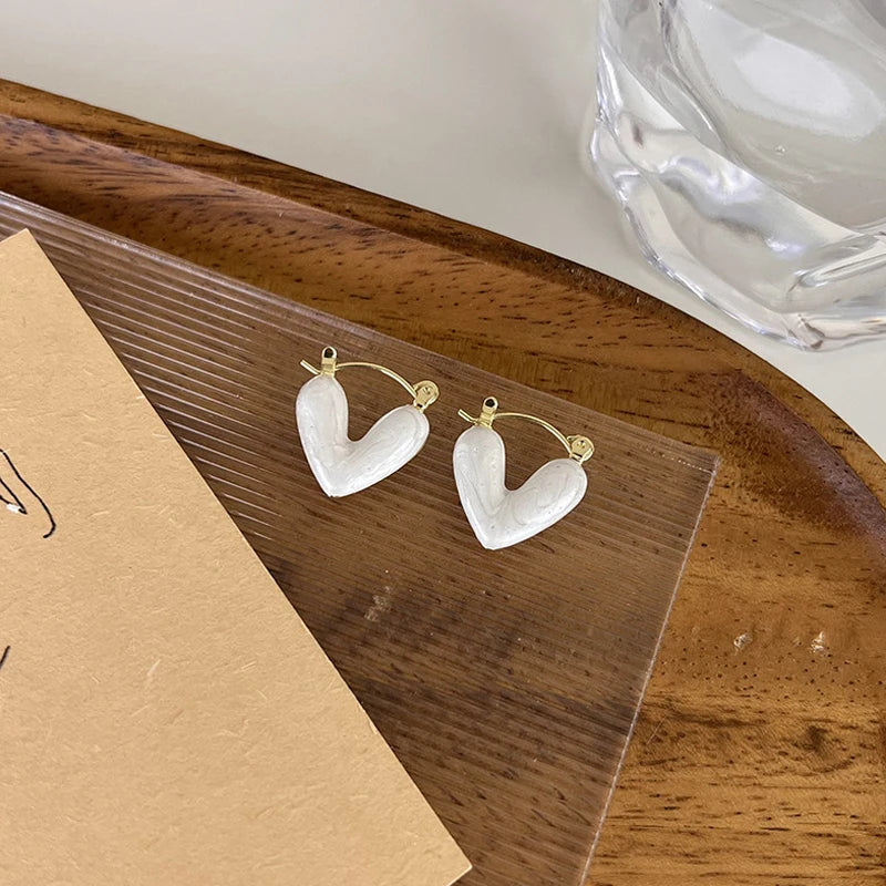 Heart Stud Earrings For Women Korean Elegant Light Luxury Love Dangle Earring Fashion Simple Drop Jewelry Girls Gift