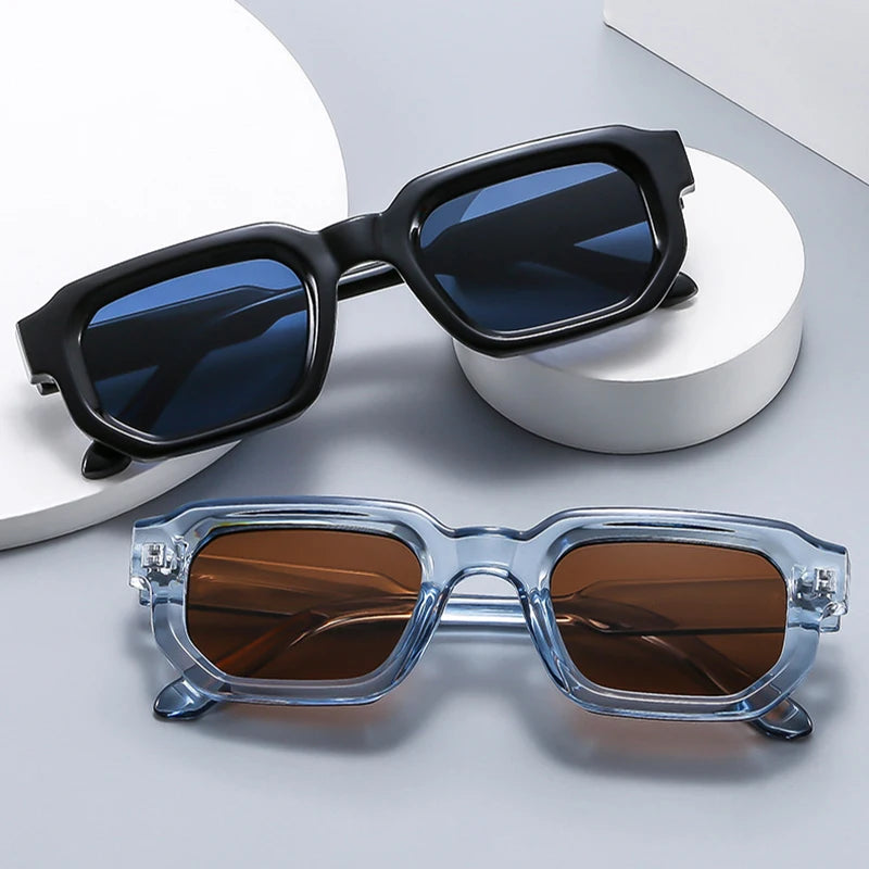 Square Sunglasses Women Shades UV400 Vintage Blue Tea Punk Men Sun Glasses