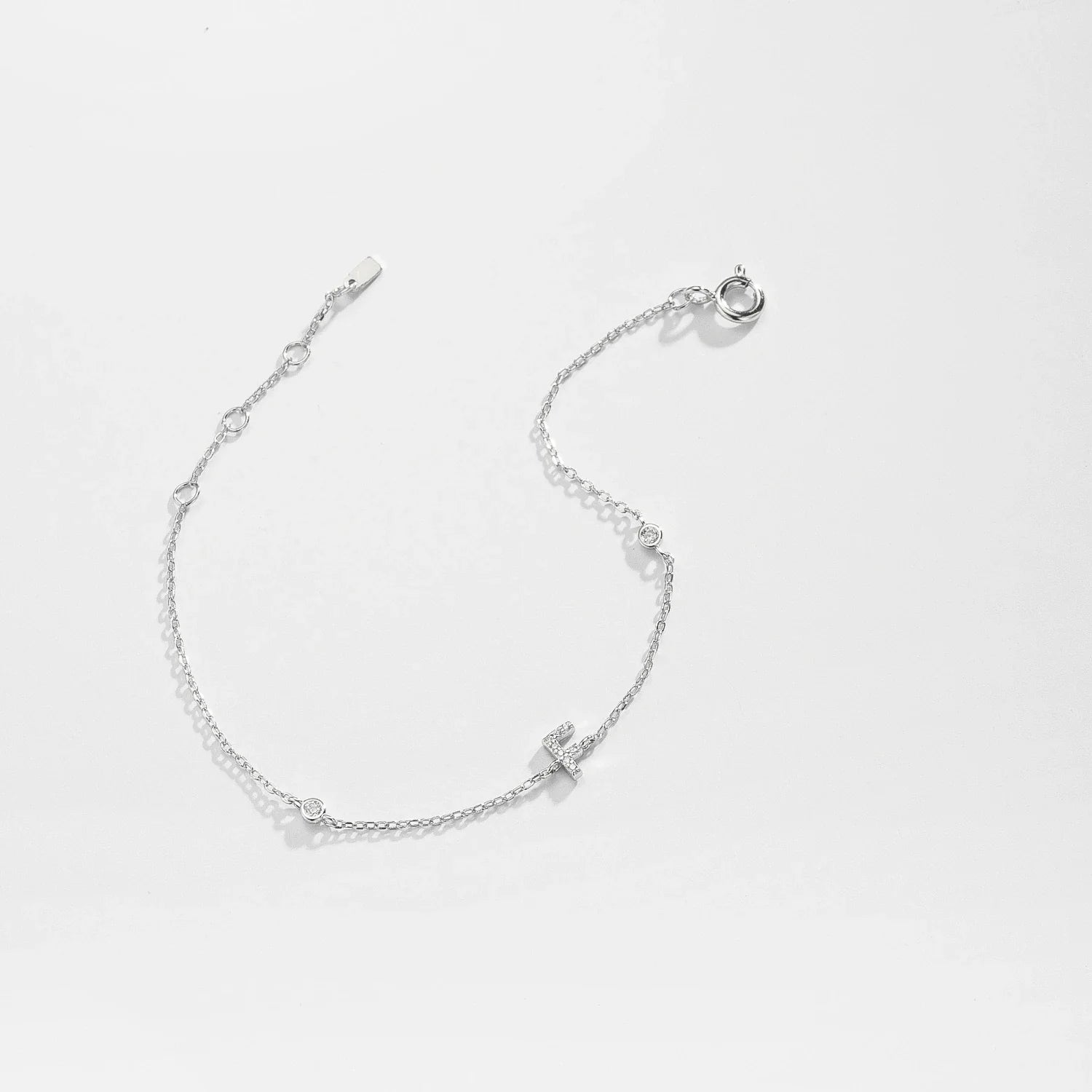 Silver Monogram Letter Initial Charm Chain Bracelet Luxury Wedding Crystal Fine Jewelry-Dollar Bargains Online Shopping Australia
