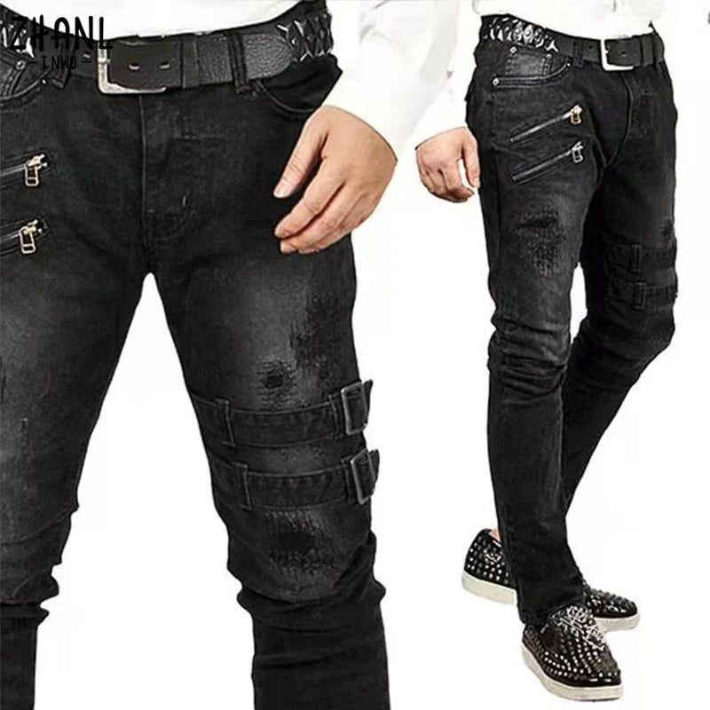 Plus Size Straight Jeans Man Pants Spring Summer Boyfriend Jeans Streetwear Skinny Zips-Dollar Bargains Online Shopping Australia
