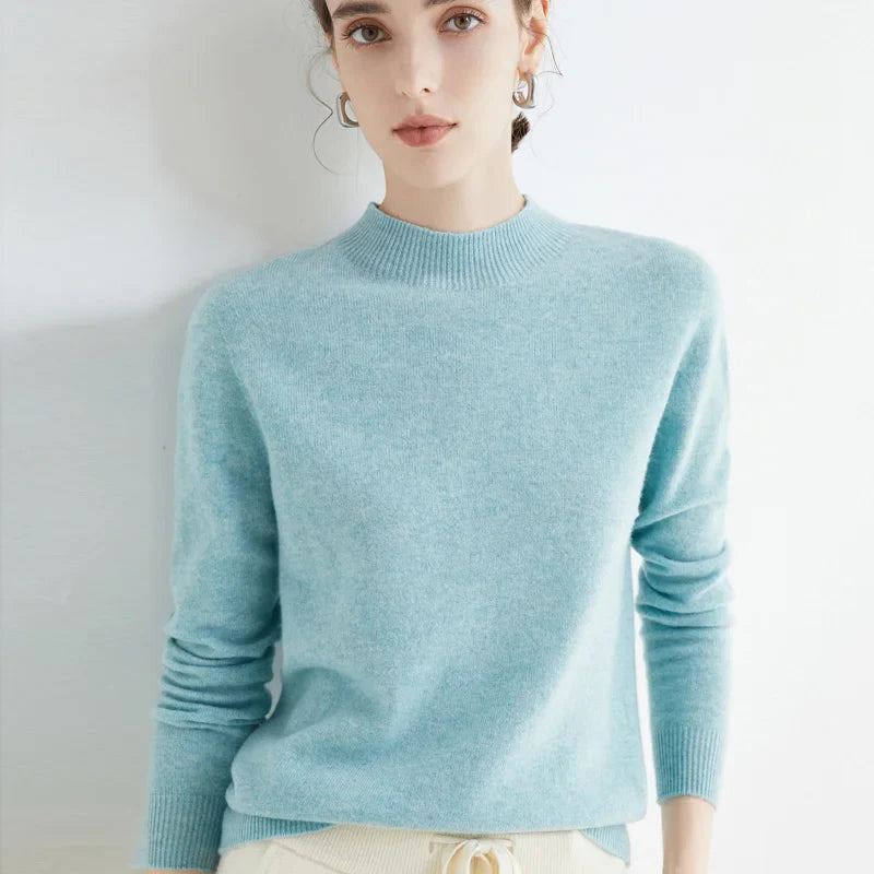 Wool Sweater Women's Loose Half Turtleneck Pullover Simple Top-Dollar Bargains Online Shopping Australia